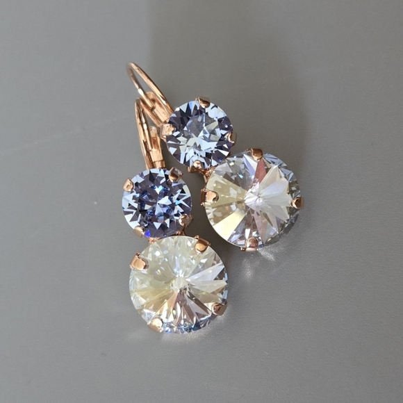 Austrian Crystal Earrings in Rose Gold - Picture 3 of 10